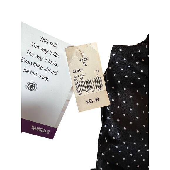 80s Honor's Women's Swimwear Dress One Piece Bathing Suit Polka Dot Blue Size 12 - Picture 7 of 9